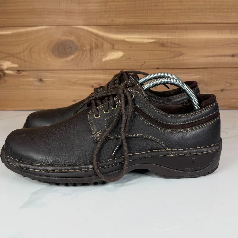 Red Wing 4114 Oxford Shoes Mens 9D Worx Mens Dark Brown Leather Lace Up Work